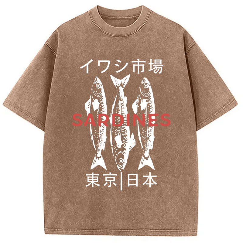 Modecanvas Japan Sardines Market Washed T-Shirt