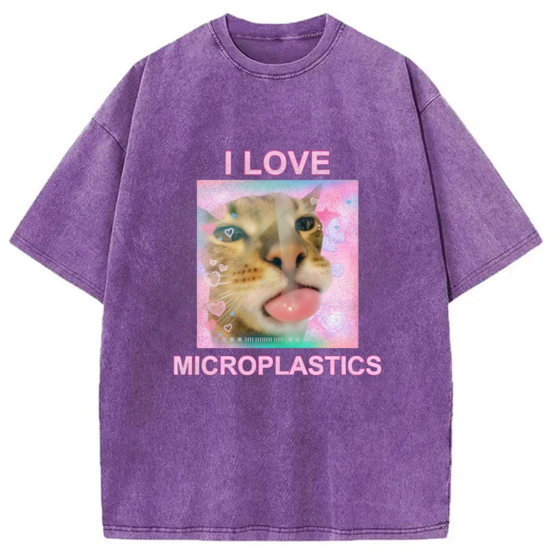 Modecanvas I Love Microplastics Washed T-Shirt
