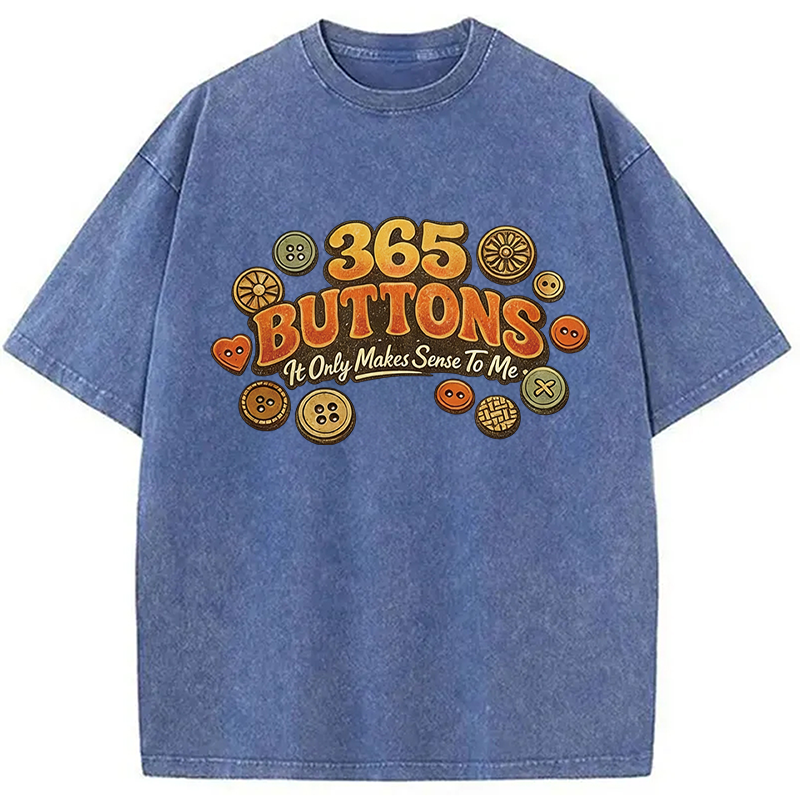 Modecanvas 365 Buttons Meme Retro DTG Printing Washed T-Shirt