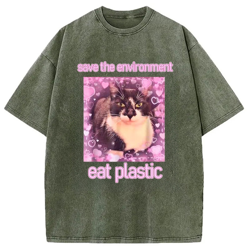 Modecanvas Save The Environment Washed T-Shirt