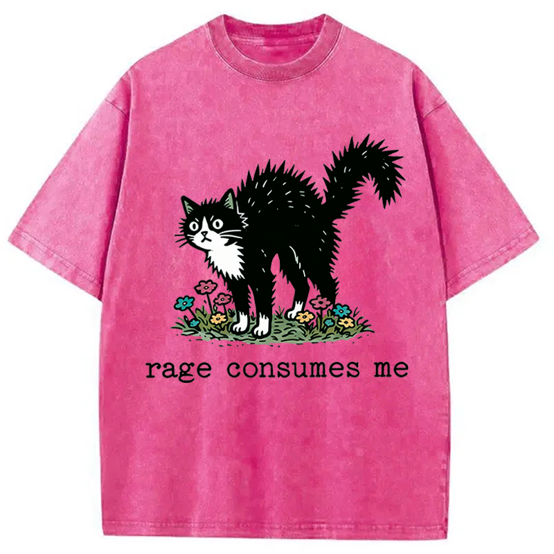 Modecanvas Angry Tuxedo Cat DTG Printing Washed T-Shirt