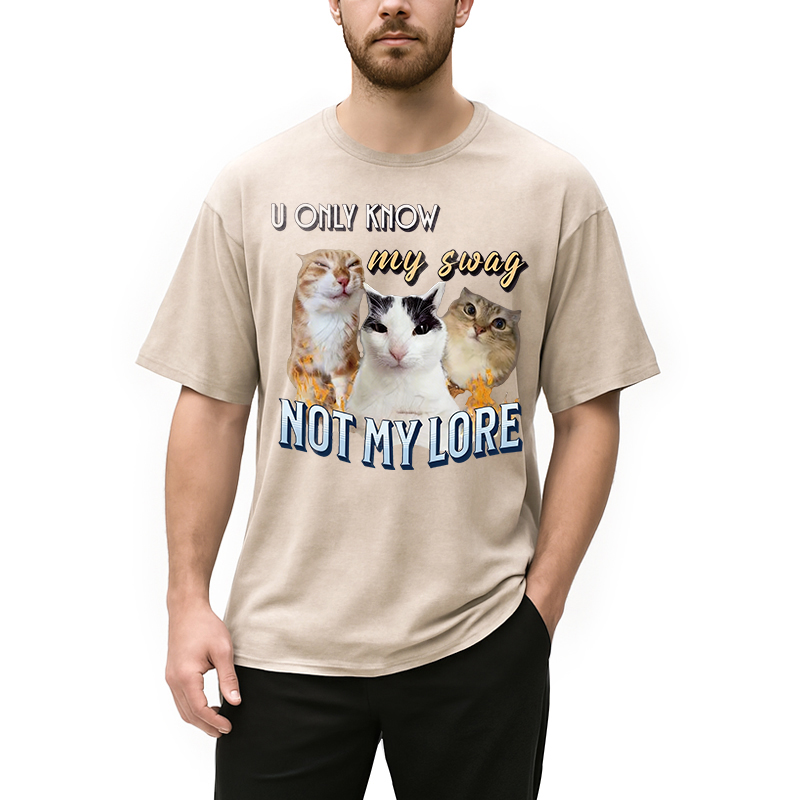Modecanvas U Only Know Cat Meme DTG Printing Washed T-Shirt