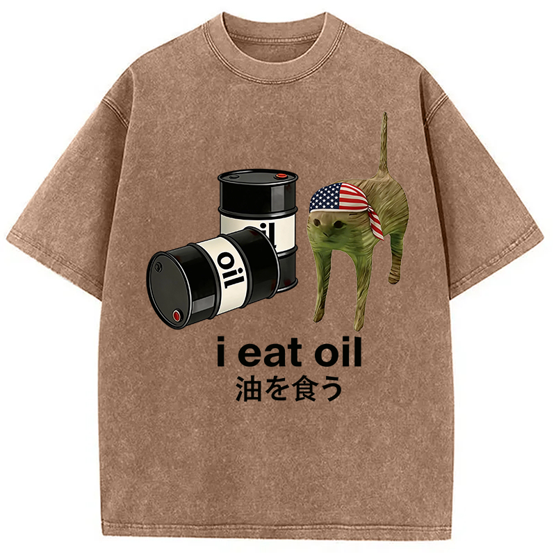 Modecanvas I Eat Oil DTG Printing Washed T-Shirt