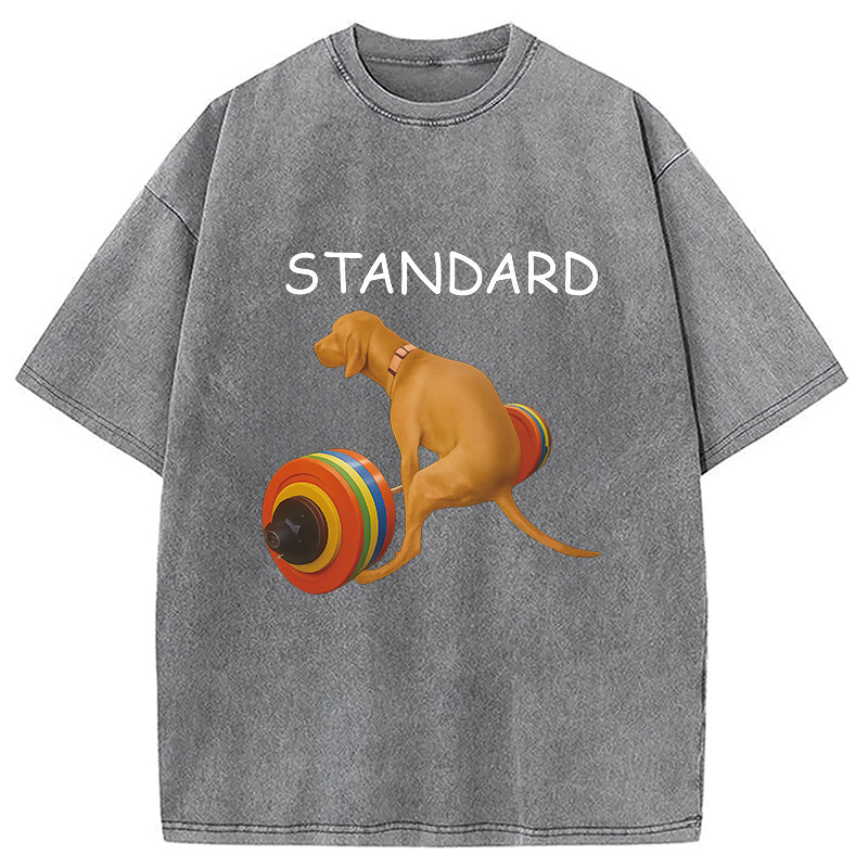 Modecanvas Standard Dog FItness Meme Washed T-Shirt