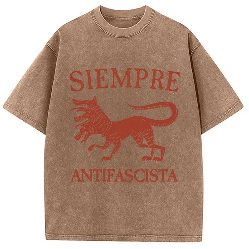 Modecanvas Antifascista Vintage DTG Printing Washed T-Shirt