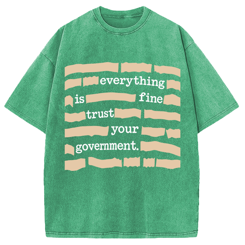 Modecanvas Everything is Fine Meme Washed T-Shirt-modecanvas