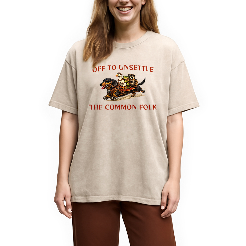 Modecanvas Chaotic Animal Meme DTG Printing Washed T-Shirt