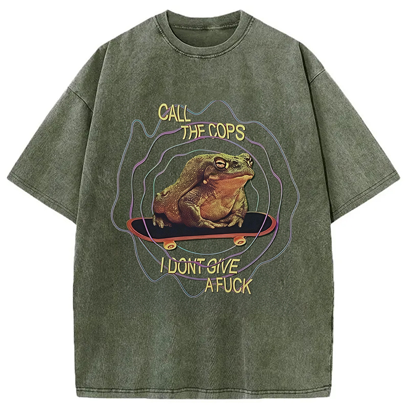 Modecanvas Call The Copes IDGAF DTG Printing Washed T-Shirt