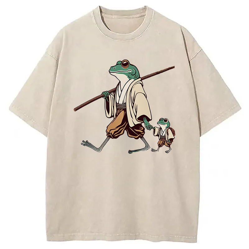 Modecanvas Big Hand Holding Little Hand DTG Printing Washed T-Shirt