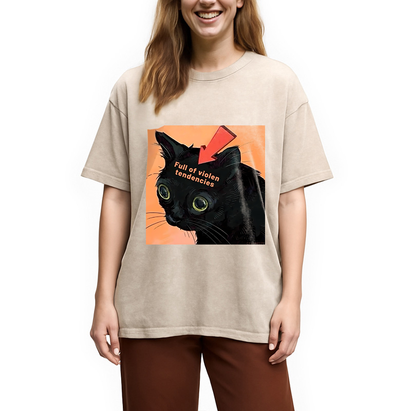 Modecanvas Full of Violen Tendencies Washed T-Shirt