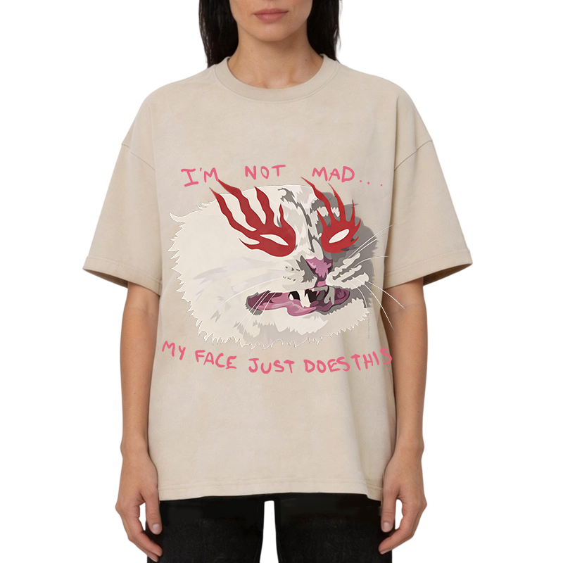 Modecanvas I'm Not Mad DTG Printing Washed T-Shirt