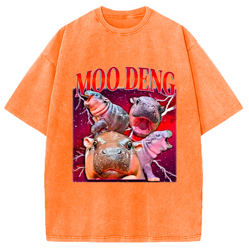 Modecanvas Moo Deng With The Moon Washed T-Shirt