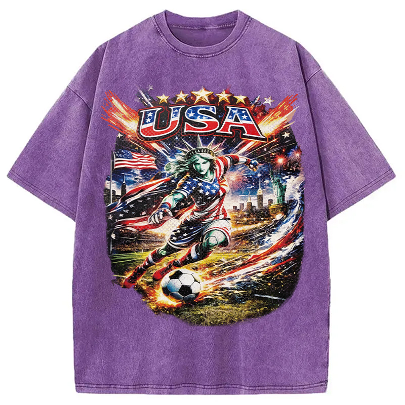 Modecanvas USA Football Skull DTG Printing Washed T-Shirt