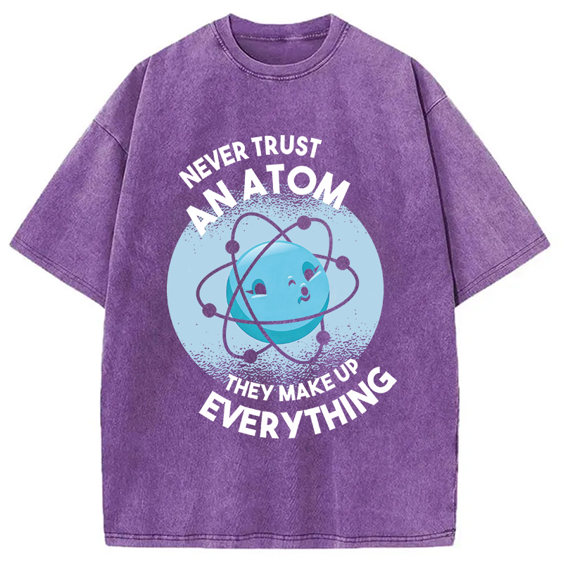 Modecanvas Funny Atom 100% Ring Spin DTG Printing Washed T-Shirt