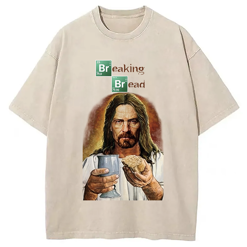 Modecanvas Breaking Or Bread DTG Printing Washed T-Shirt