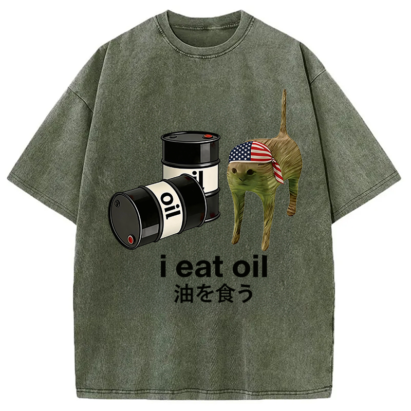 Modecanvas I Eat Oil DTG Printing Washed T-Shirt