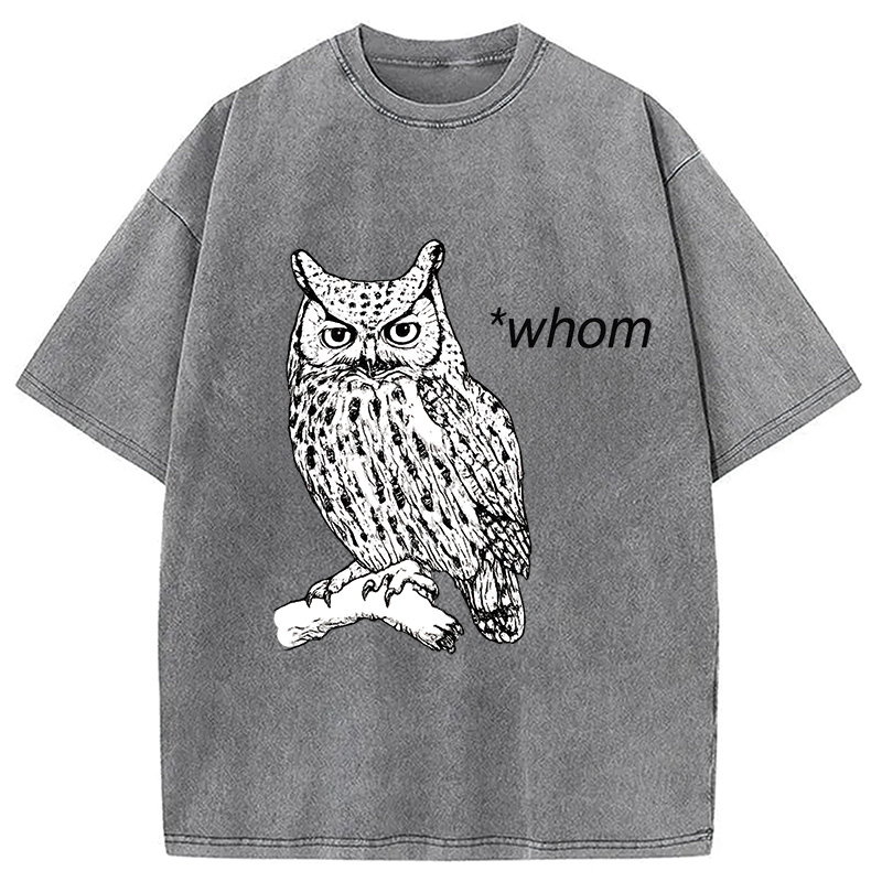 Modecanvas Who Whom Judging Owl Washed T-Shirt