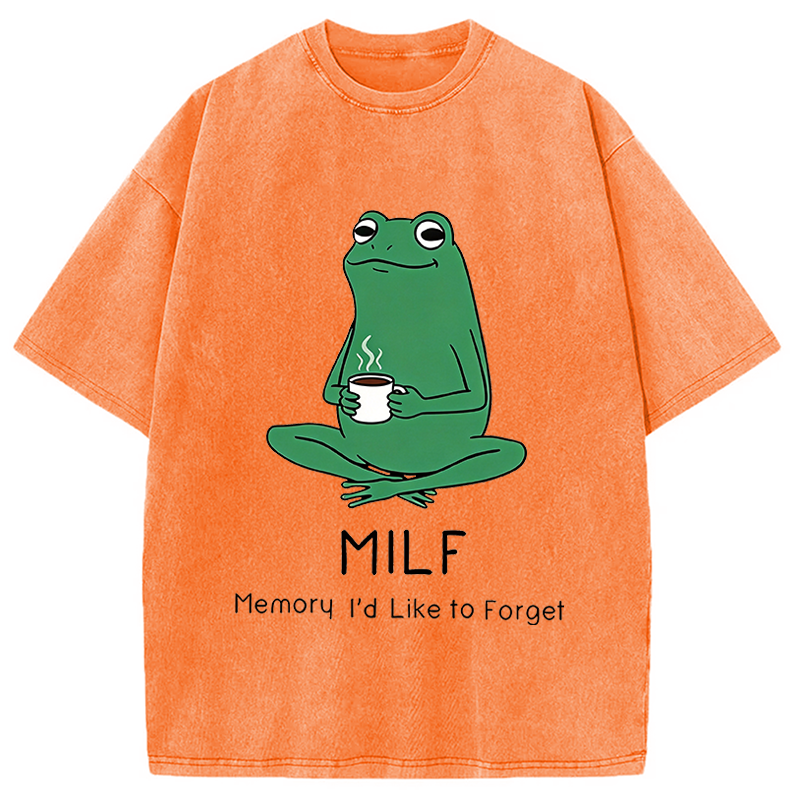 Modecanvas MILF Funny DTG Printing Washed T-Shirt-modecanvas