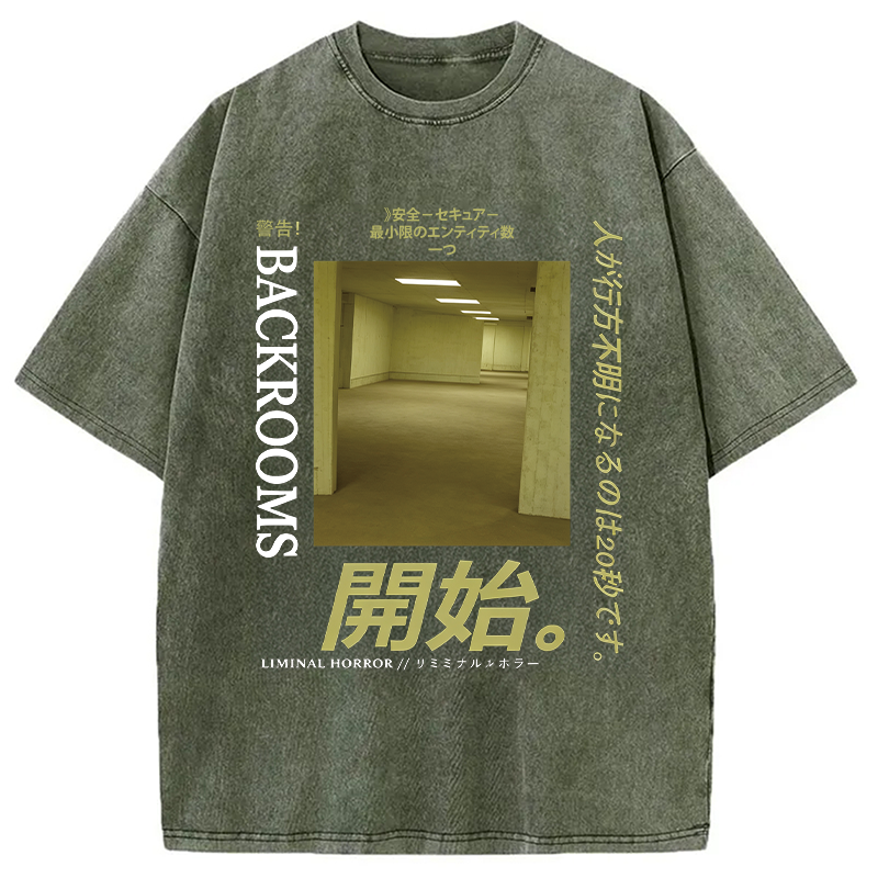 Modecanvas Backrooms Level 0 DTG Printing Washed T-Shirt-modecanvas