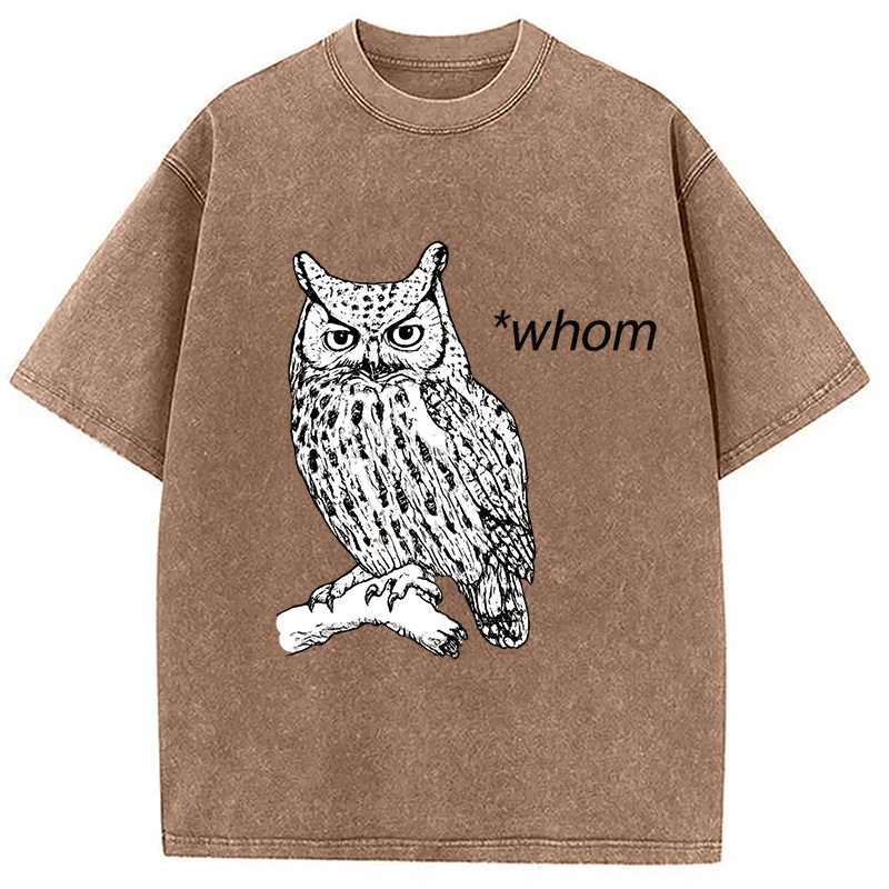 Modecanvas Who Whom Judging Owl Washed T-Shirt