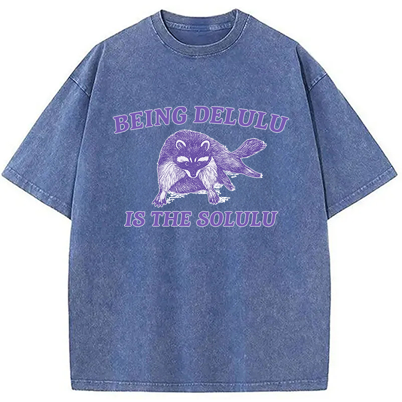 Modecanvas Funny Delusional Raccoon Washed T-Shirt