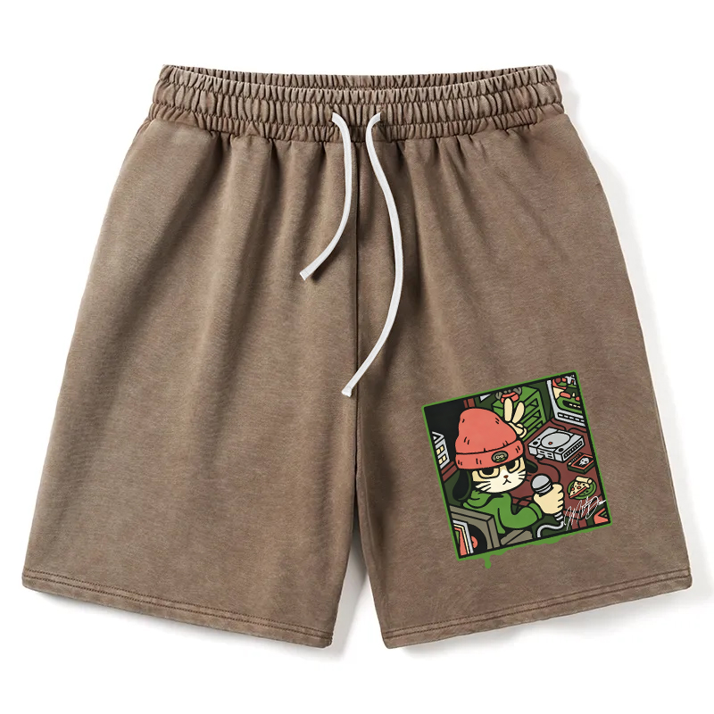 Modecanvas Rapper Cat Washed Short