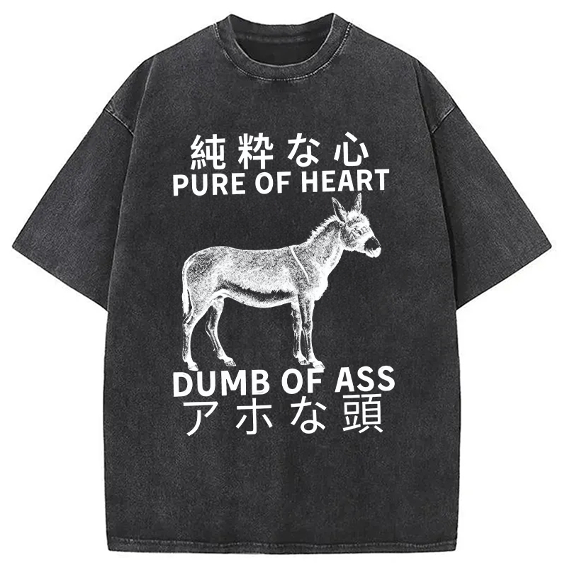 Modecanvas Donkey Pure of Heart Dumb of Ass Washed T-Shirt-modecanvas