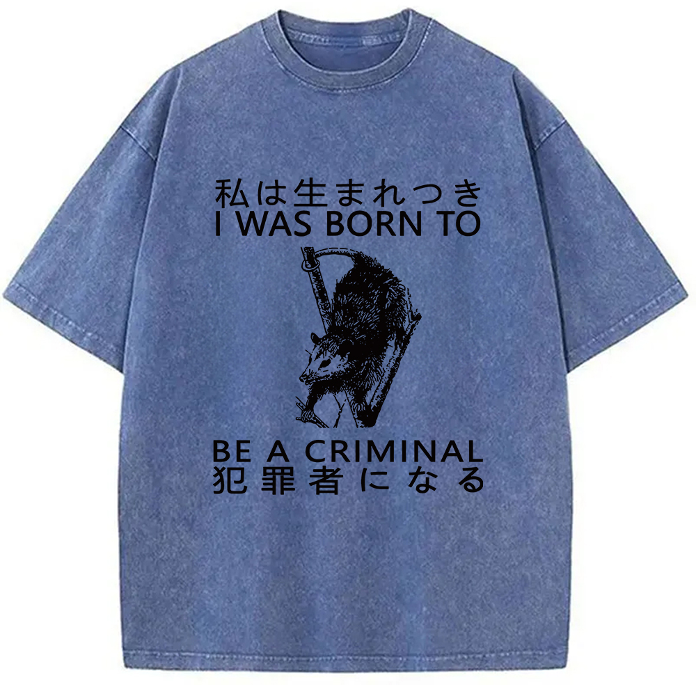 Modecanvas I Was Born To Be A Criminal Washed T-Shirt