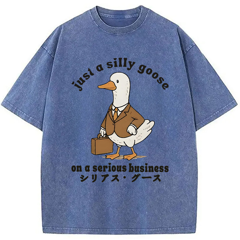 Modecanvas Silly Goose On A Serious Business Washed T-Shirt