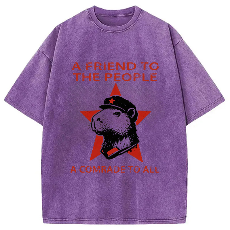 Modecanvas Capibalism Funny Washed T-Shirt