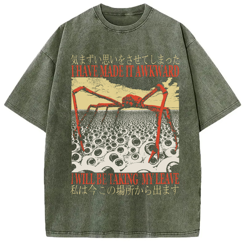 Modecanvas I Have Made It Awkward Vintage Washed T-Shirt-modecanvas