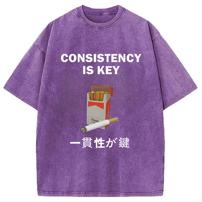 Modecanvas Consistency Is Key Cigarette Washed T-Shirt