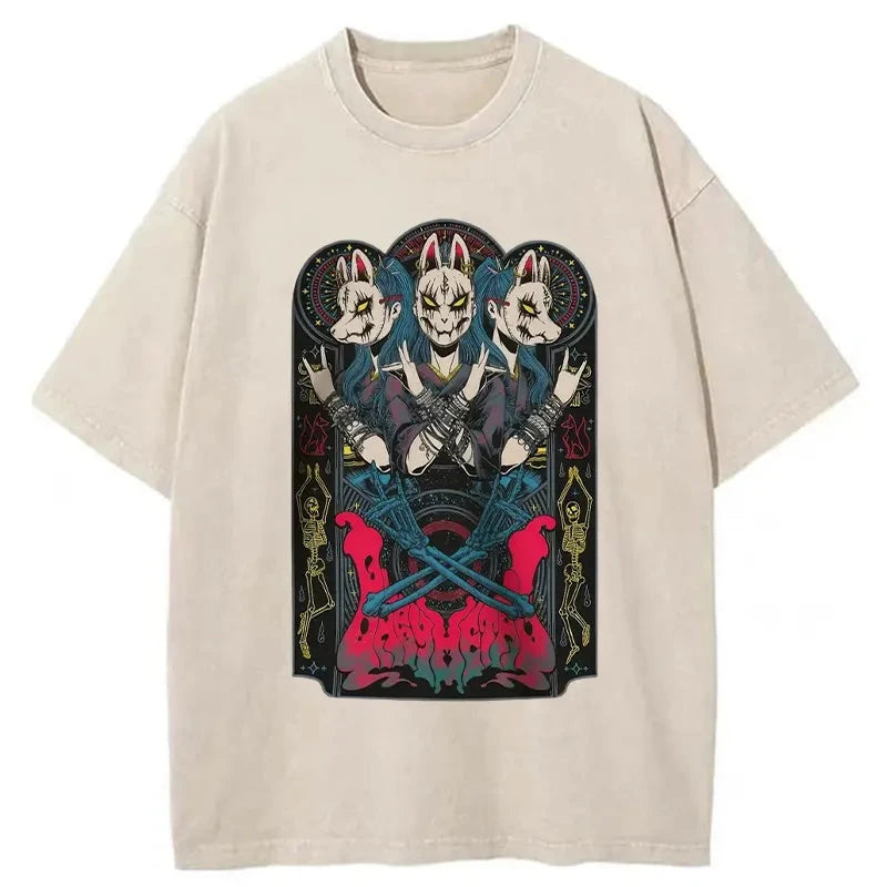 Modecanvas Rabbit Tour Washed T-Shirt-modecanvas