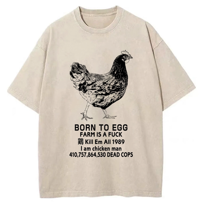 Modecanvas Born To Egg Washed T-Shirt-modecanvas
