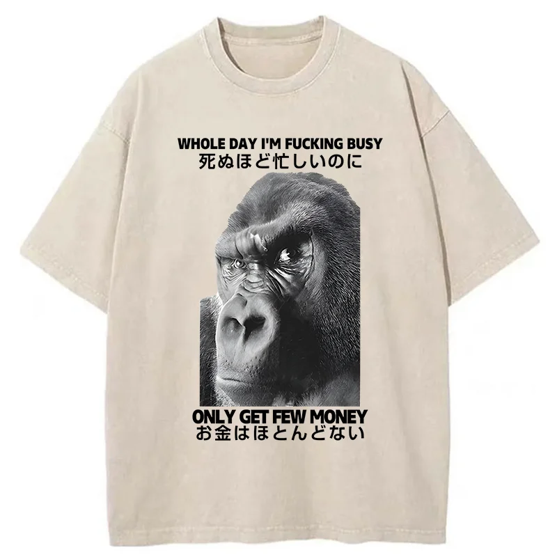Modecanvas Making Money Gorilla Funny Washed T-Shirt