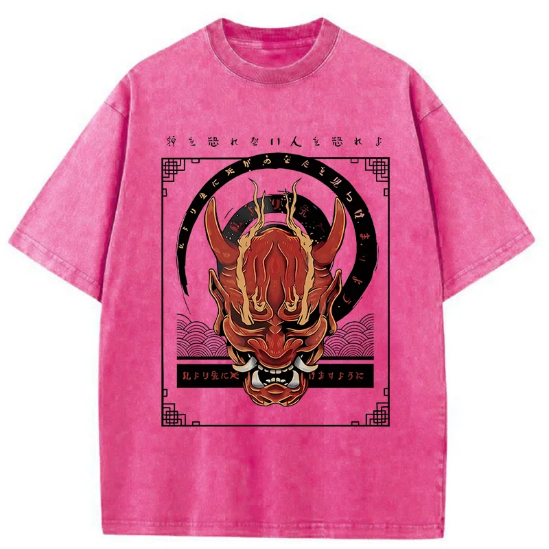 Modecanvas Japanese Horror Masks Washed T-Shirt