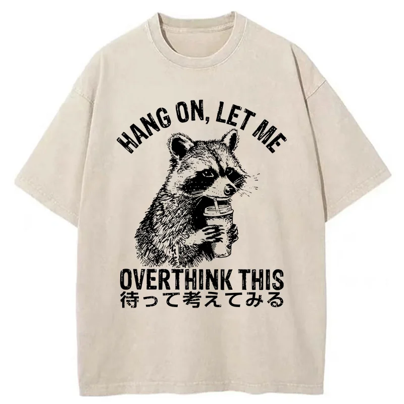 Modecanvas Overthink Raccoon Washed T-Shirt-modecanvas