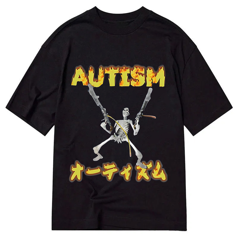 Modecanvas Autism Funny Skeleton DTG Printing Classic T-Shirt-modecanvas