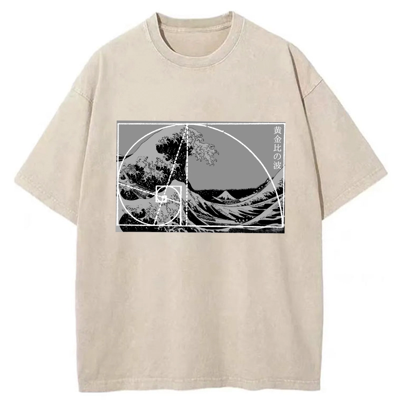 Modecanvas Golden Ratio Wave DTG Printing Washed T-Shirt-modecanvas