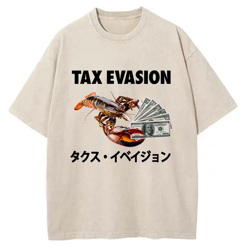 Modecanvas Tux Evasion Funny Washed T-Shirt-modecanvas