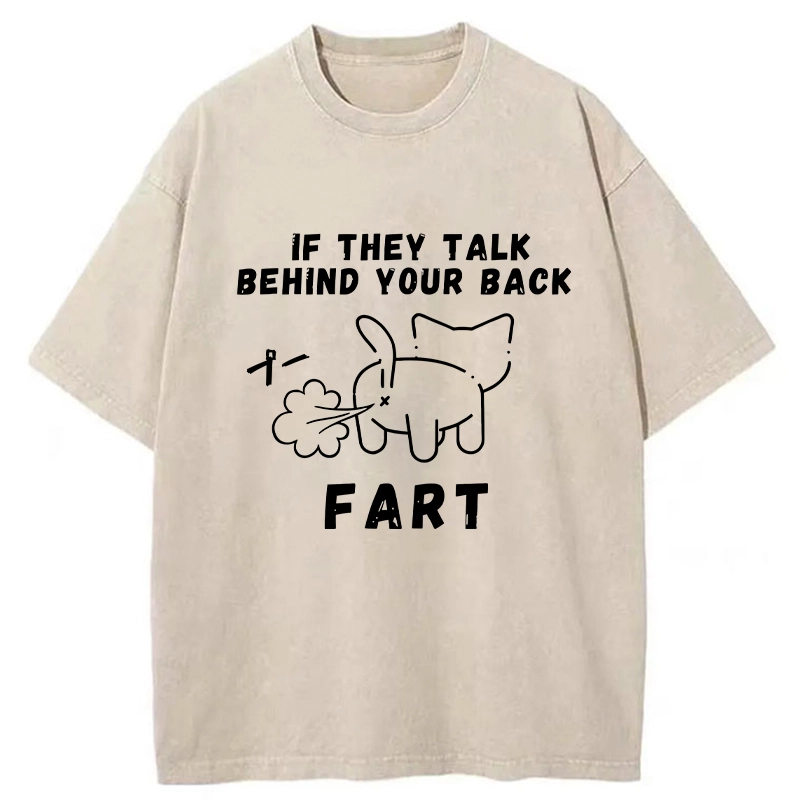 Modecanvas Funny Farting Cat Washed T-Shirt