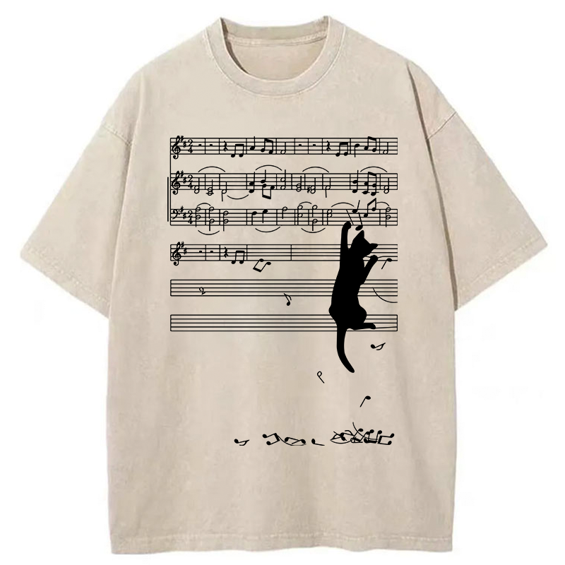 Modecanvas Black Cat Sabotage Washed T-Shirt