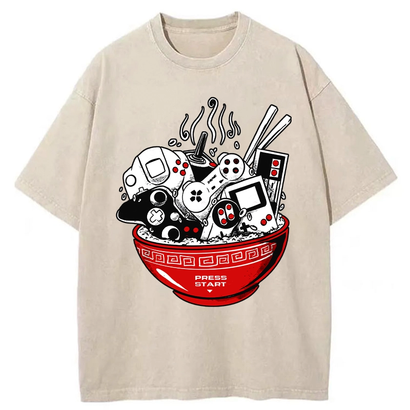 Modecanvas Press To Start The Game Washed T-Shirt