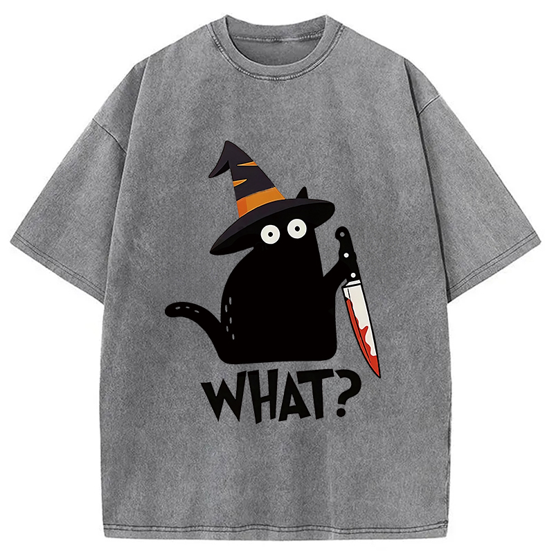 Modecanvas Halloween Back Cat Washed T-Shirt