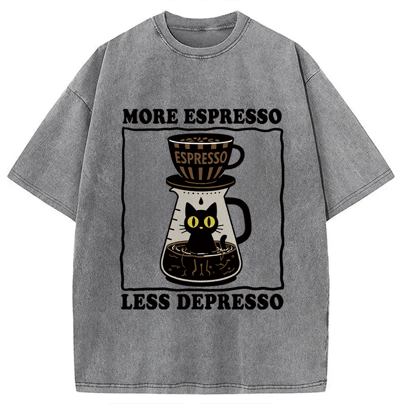 Modecanvas Cats And Coffee Washed T-Shirt