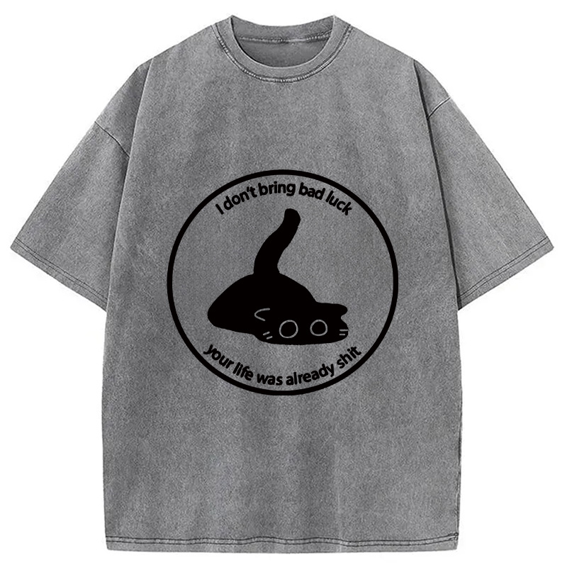 Modecanvas Cat Are Not The Source Of Bad Luck Washed T-Shirt
