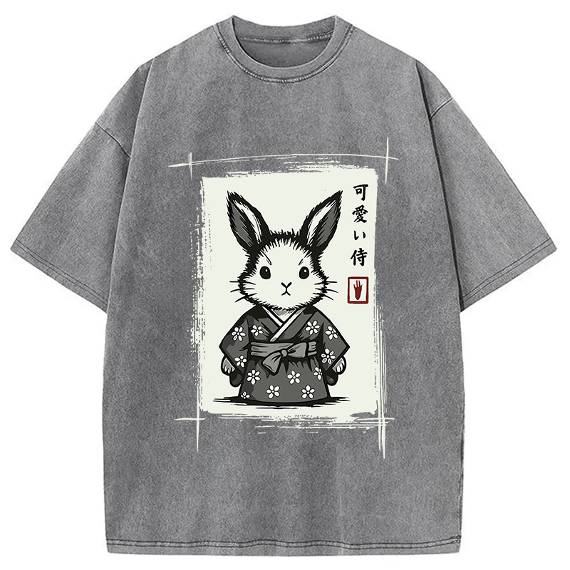 Modecanvas Woodcut Bunny Washed T-Shirt