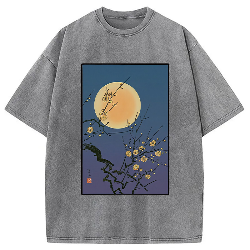 Modecanvas Vintage Moon Painting Washed T-Shirt