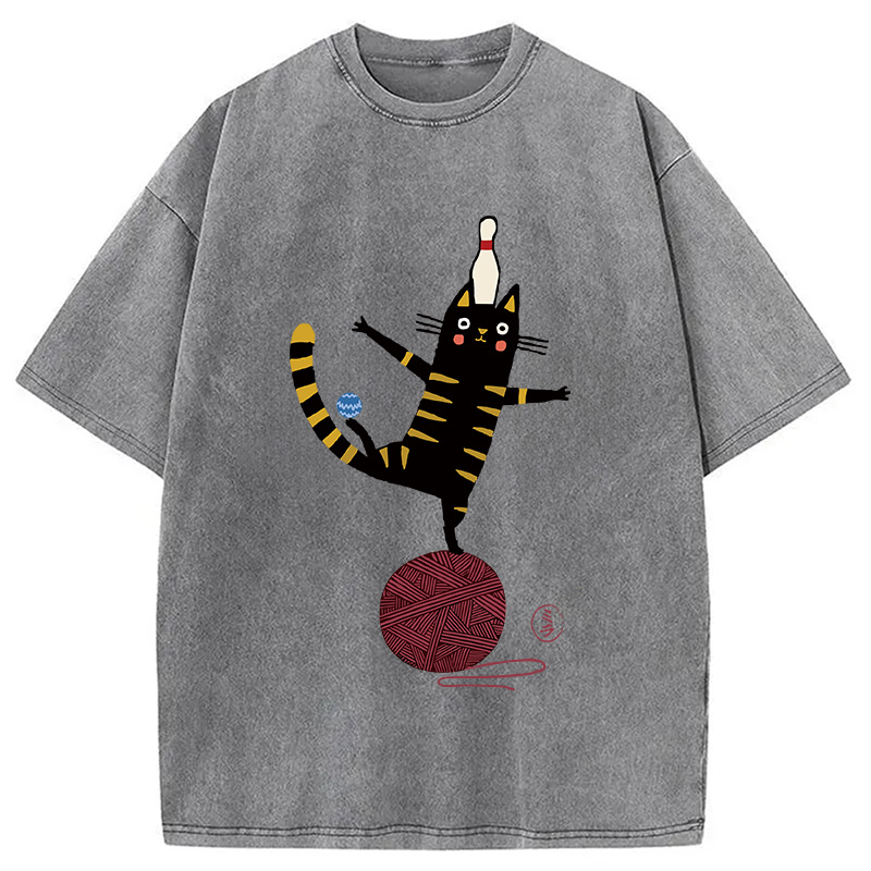 Modecanvas Acrobatic Kitten Washed T-Shirt