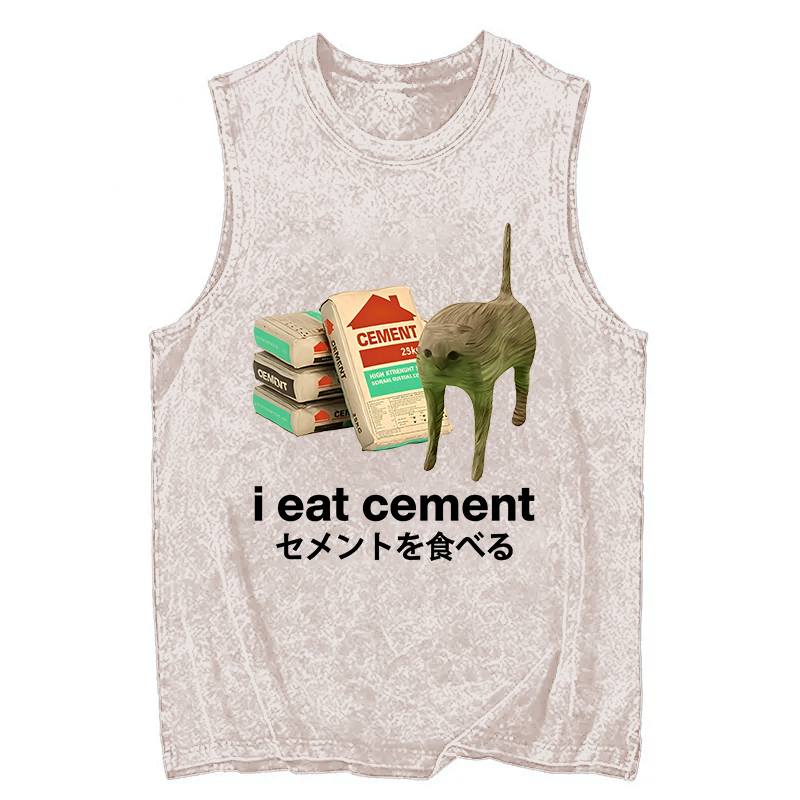 Modecanvas I Eat Cement DTG Printing Washed Tank-modecanvas